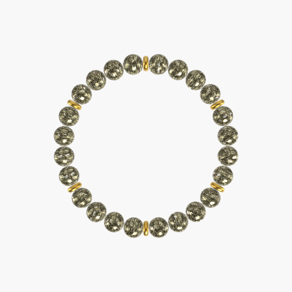 Pyrite Gemstone Bead Bracelet with Spacers