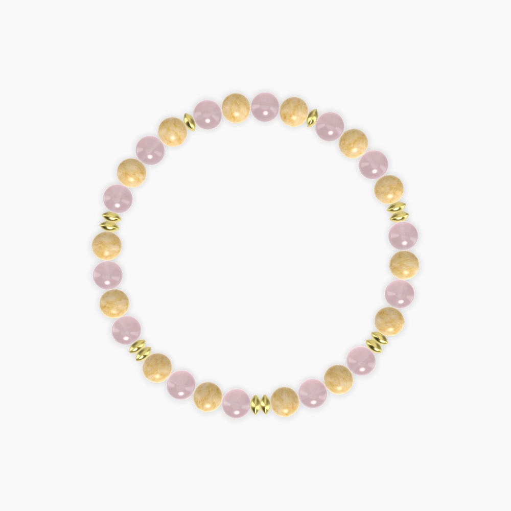 Yellow Jade and Rose Quartz Bracelet