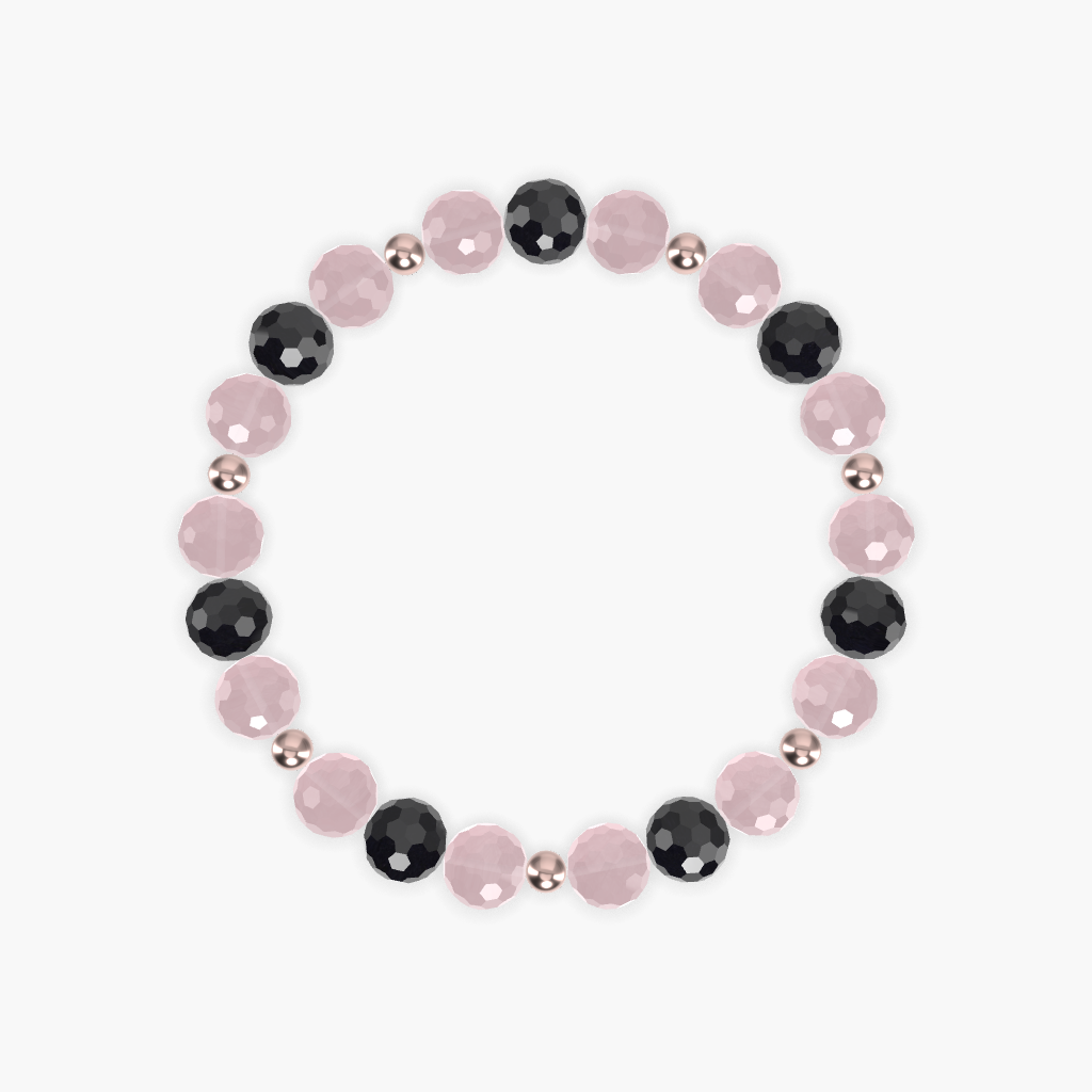 Rose Quartz and Black Tourmaline Bracelet