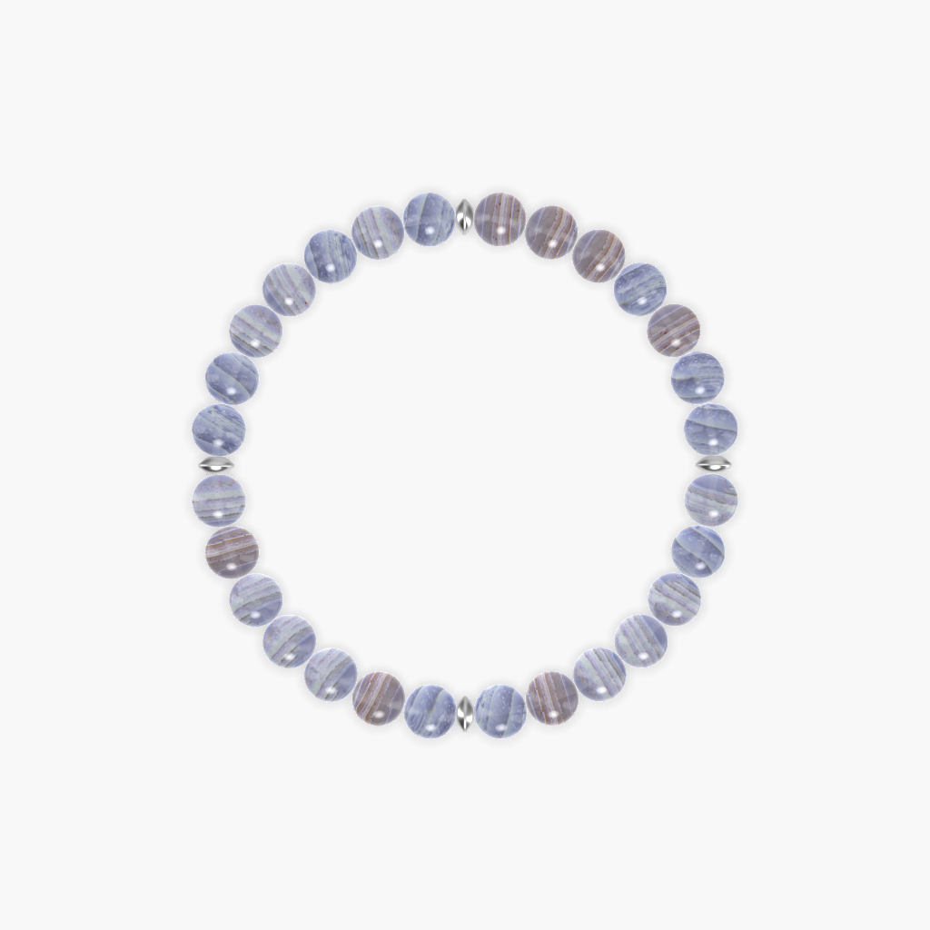 Blue Lace Agate Gemstone Bead Bracelet
