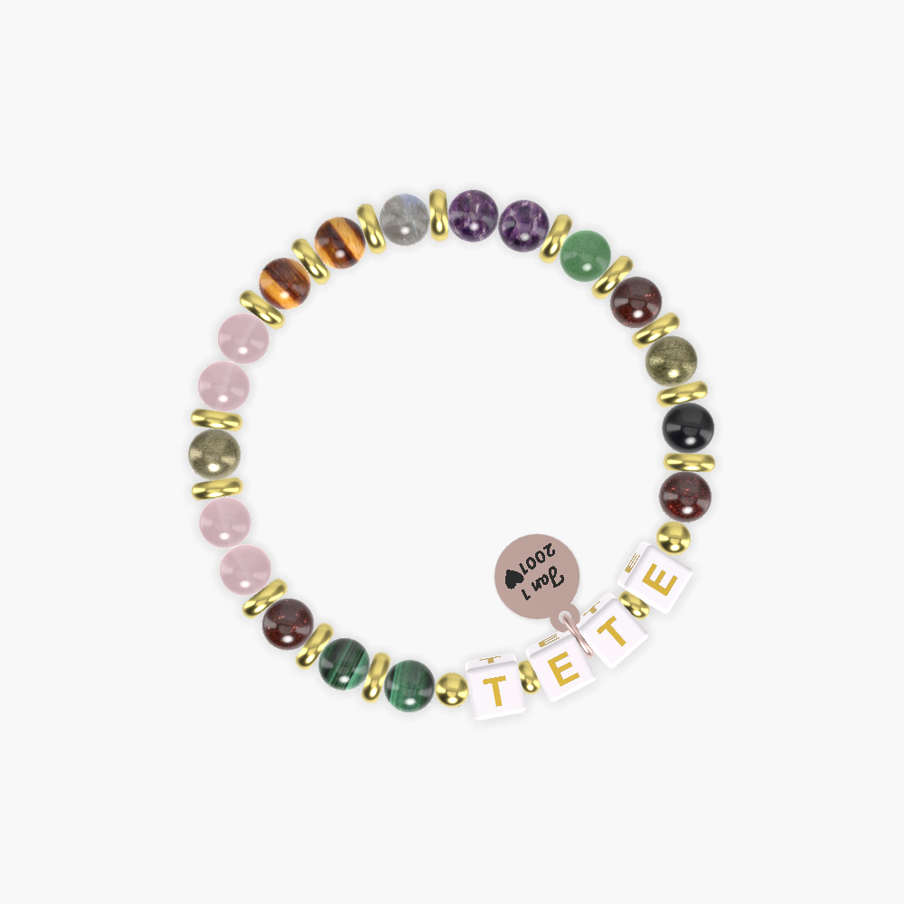 Rose Quartz, Garnet, Pyrite and more Gemstone Bracelet