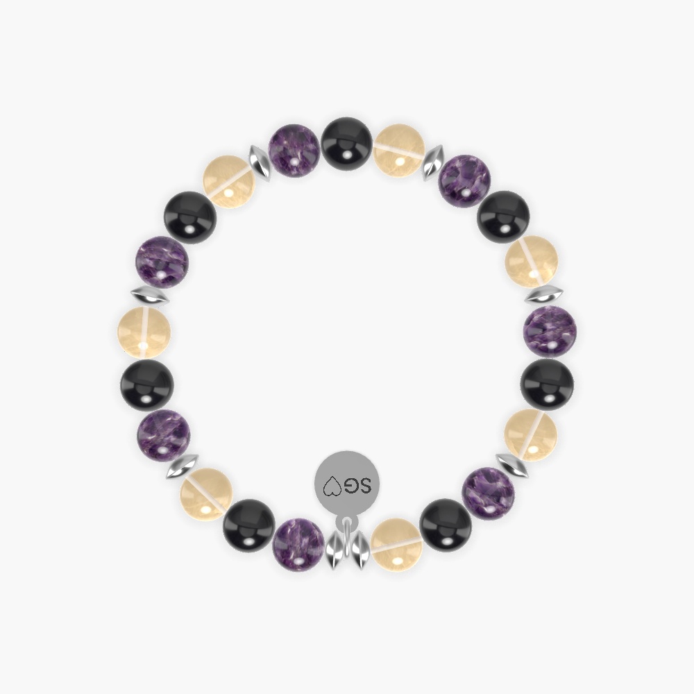 Citrine, Black Tourmaline and Amethyst Bracelet