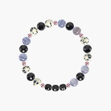 Blue Lace Agate, Black Tourmaline and Dalmatian Jasper Bracelet