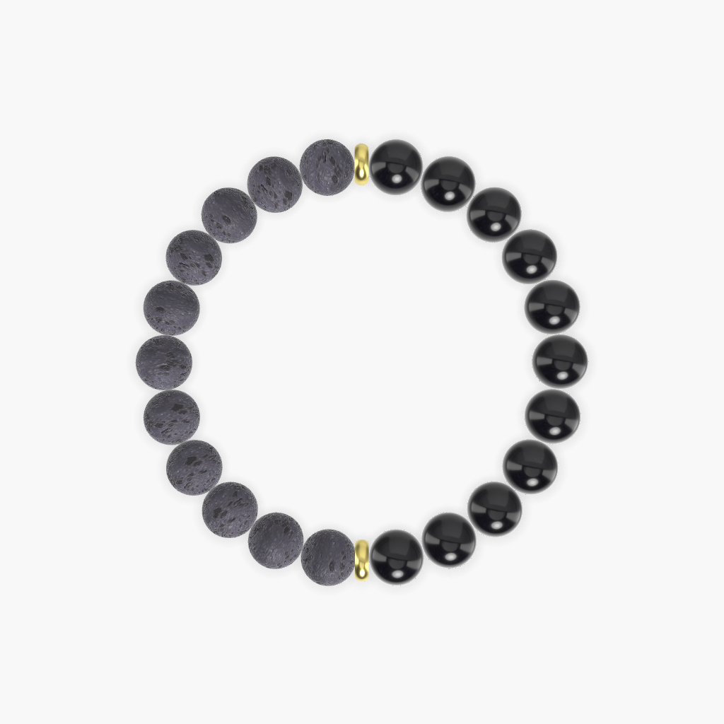 Black Obsidian and Lava Rock Bracelet