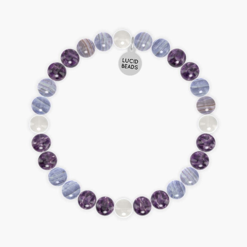Amethyst, Blue Lace Agate and Moonstone Bracelet