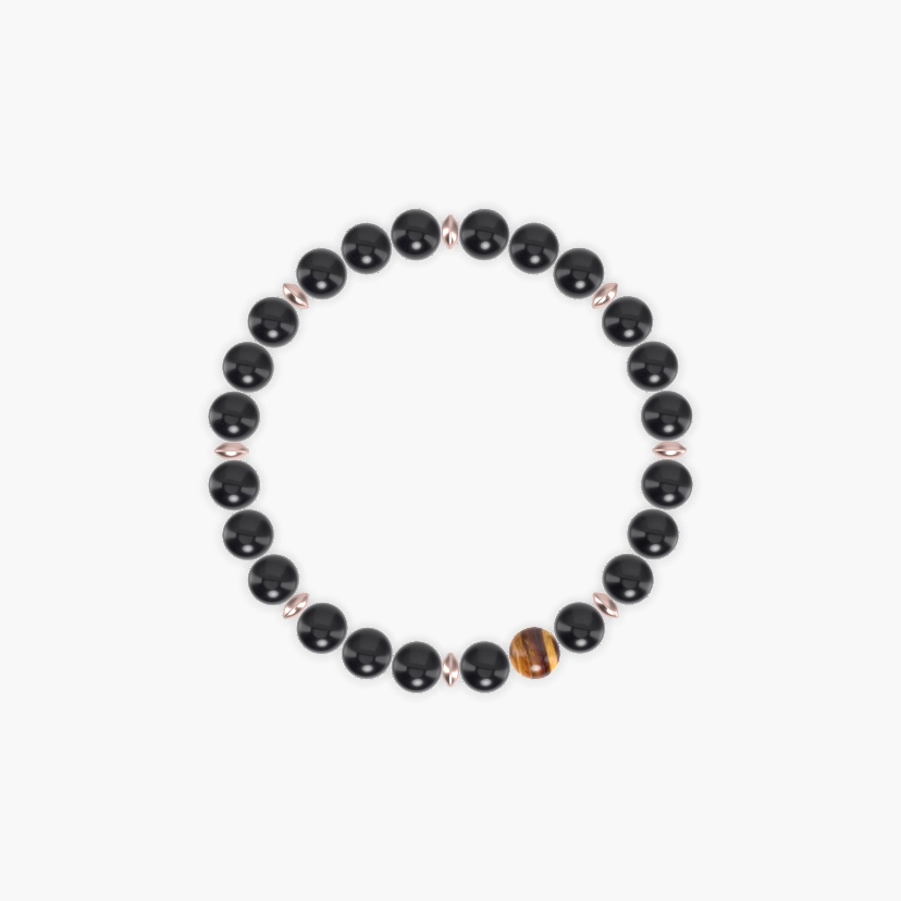 Black Obsidian and Tiger Eye Bracelet