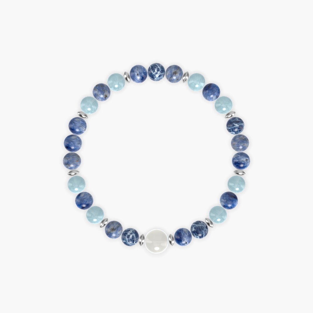 Sodalite, Aquamarine and Moonstone Bracelet