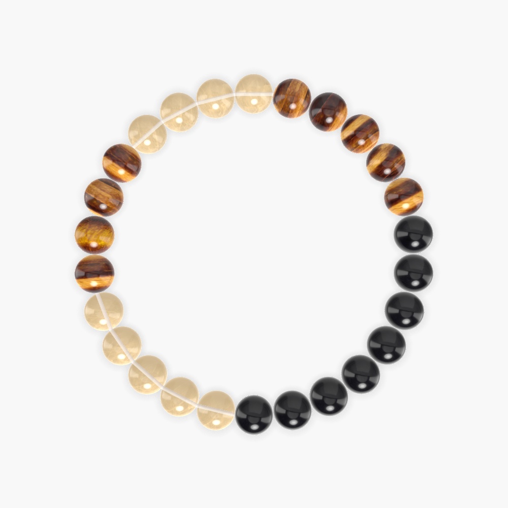 Tiger Eye, Citrine and Black Obsidian Bracelet