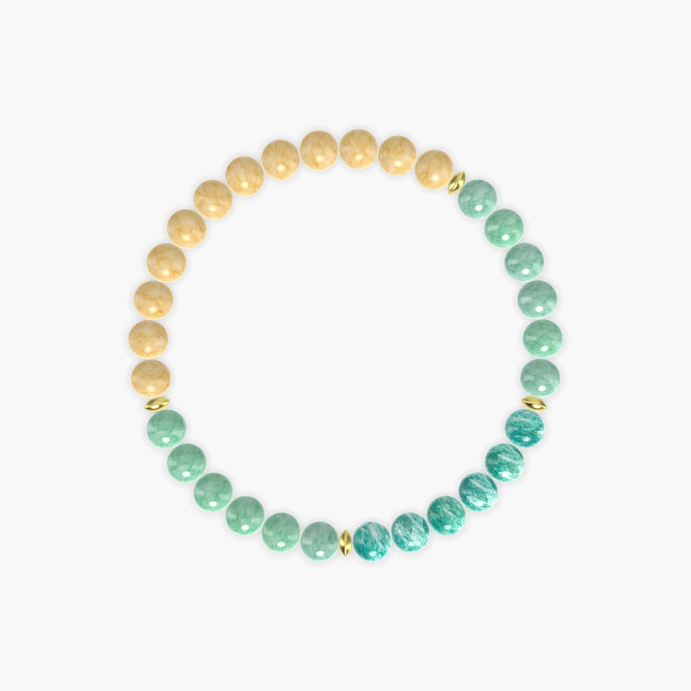 Green Jade, Yellow Jade and Amazonite Bracelet