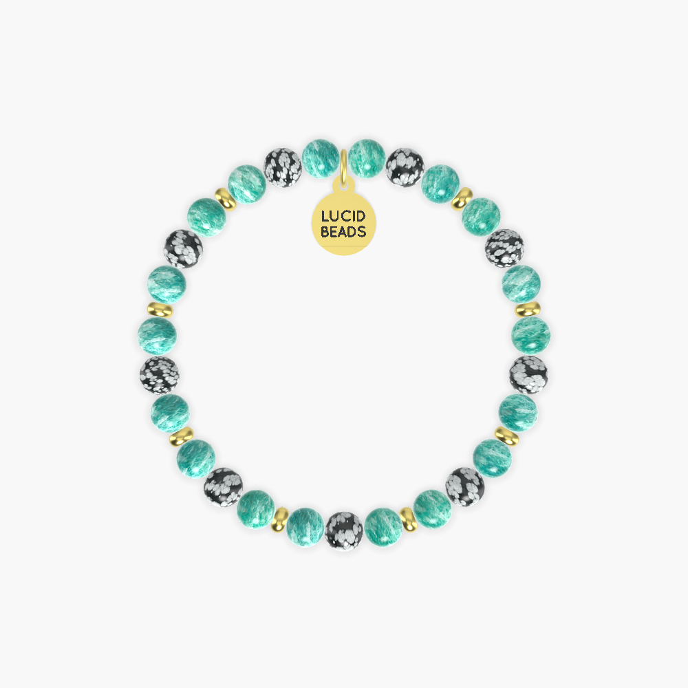 Amazonite and Snowflake Obsidian Bracelet
