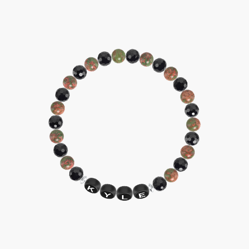 Black Tourmaline and Unakite Bracelet