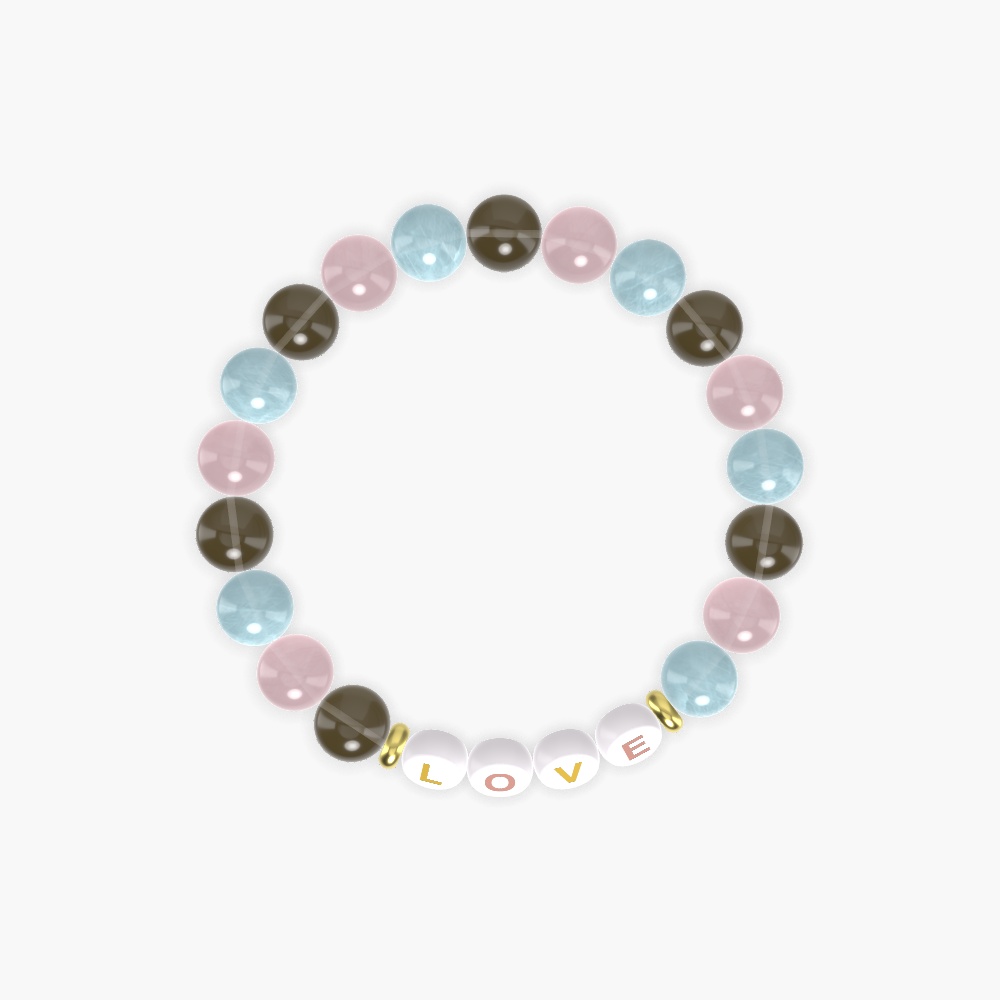 Aquamarine, Rose Quartz and Smoky Quartz Bracelet