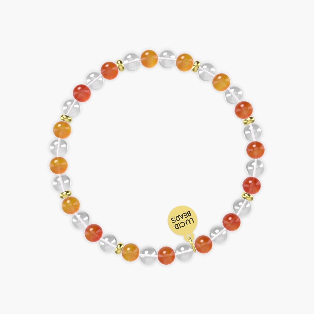 Blazing Dawn Clarity - Carnelian and Clear Quartz Bracelet
