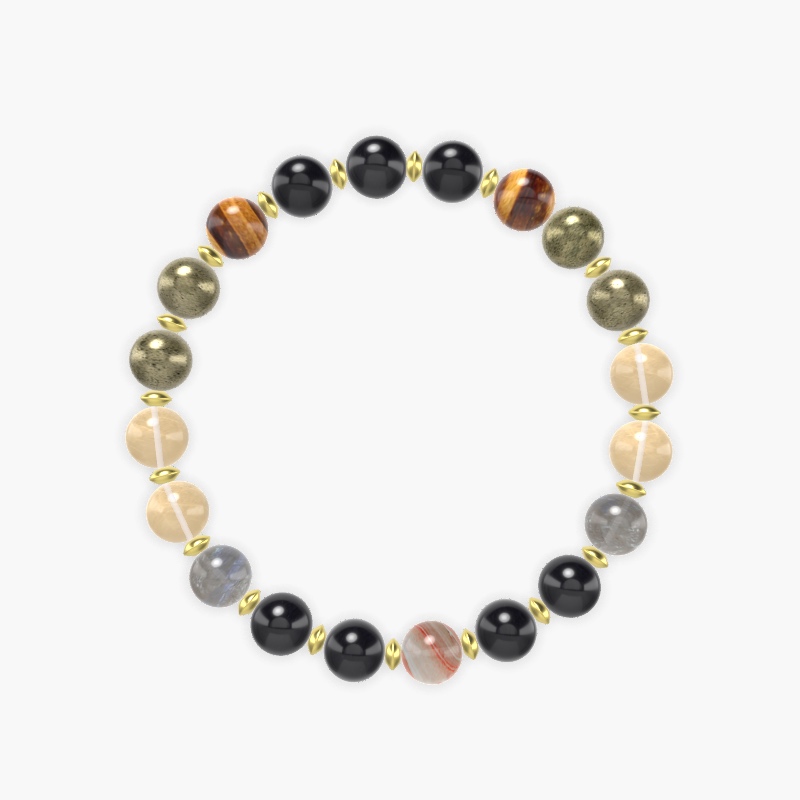 Pyrite, Citrine, Black Tourmaline and more Gemstone Bracelet