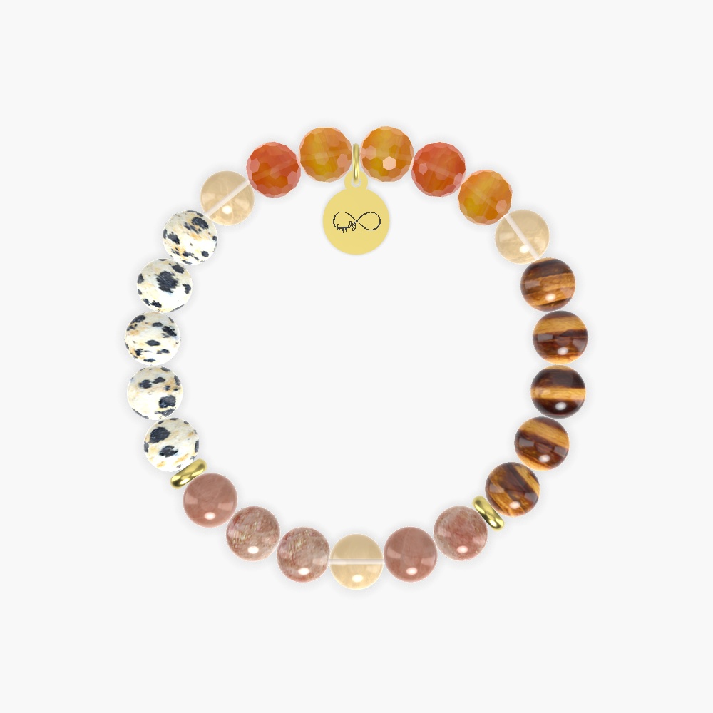 Carnelian, Dalmatian Jasper, Sunstone and more Gemstone Bracelet