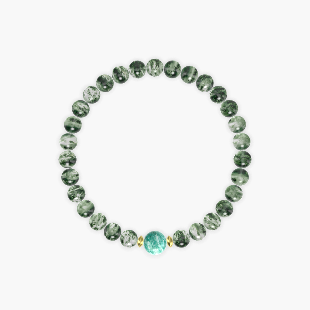 Moss Agate and Amazonite Bracelet