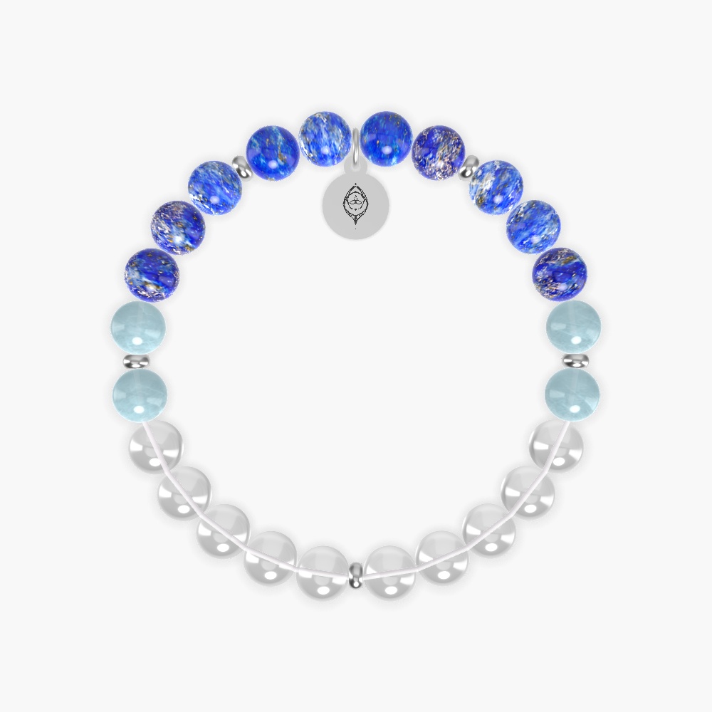 Clear Quartz, Lapis Lazuli and Aquamarine Bracelet