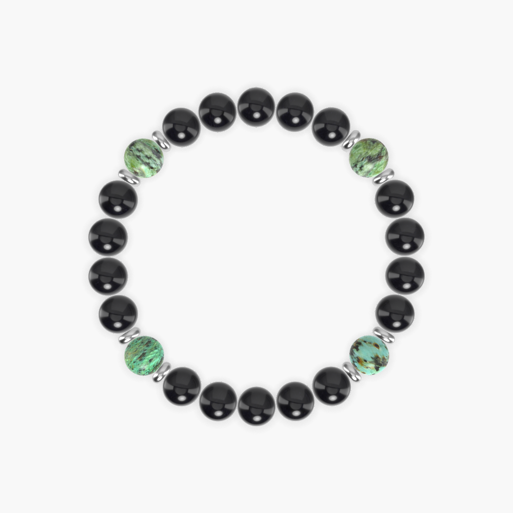 Black Obsidian and African Turquoise Bracelet