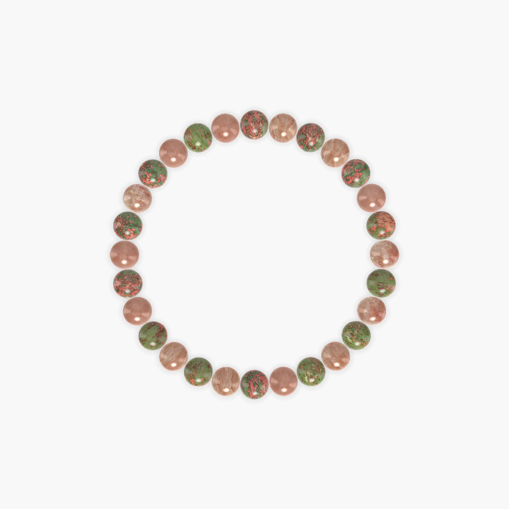 Unakite and Sunstone Bracelet