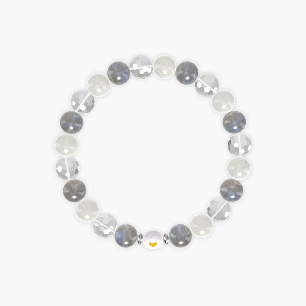 Labradorite, Moonstone and Clear Quartz Bracelet
