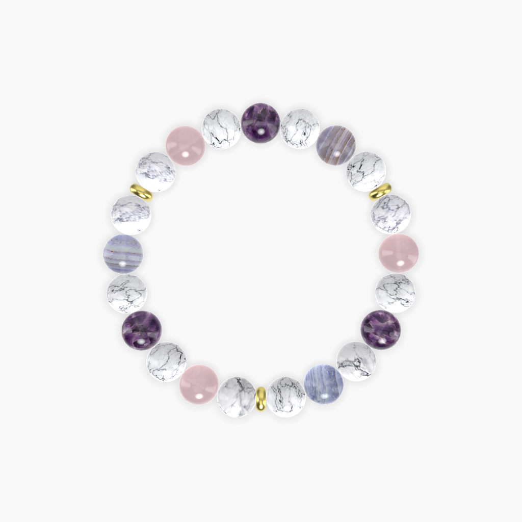 Howlite, Blue Lace Agate, Amethyst and More Gemstone Bracelet