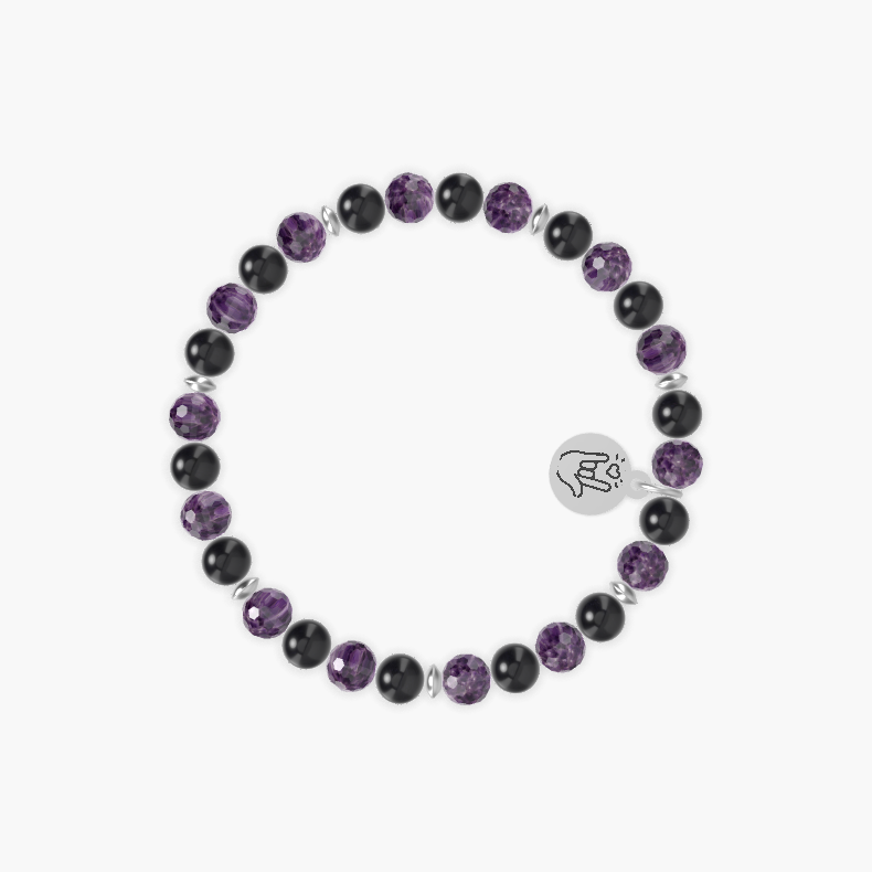 Amethyst and Black Obsidian Bracelet