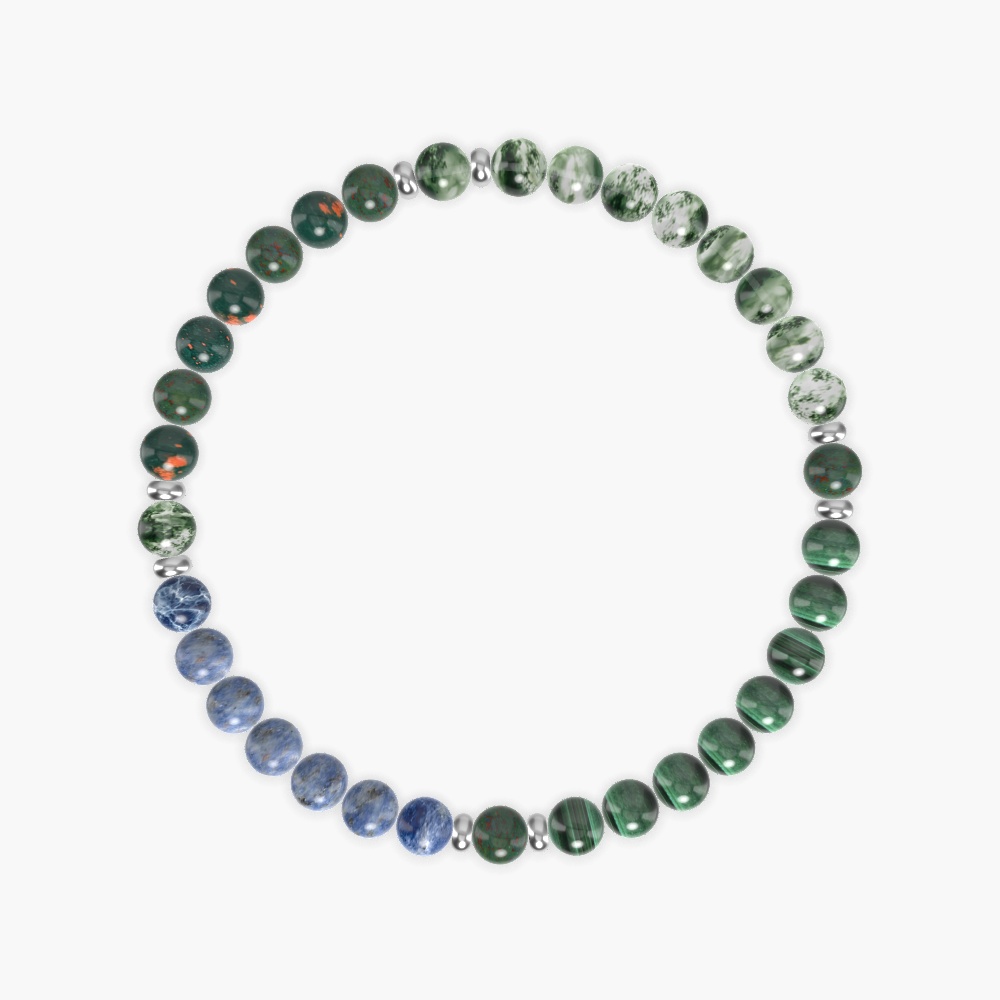Moss Agate, Bloodstone, Malachite and more Gemstone Bracelet