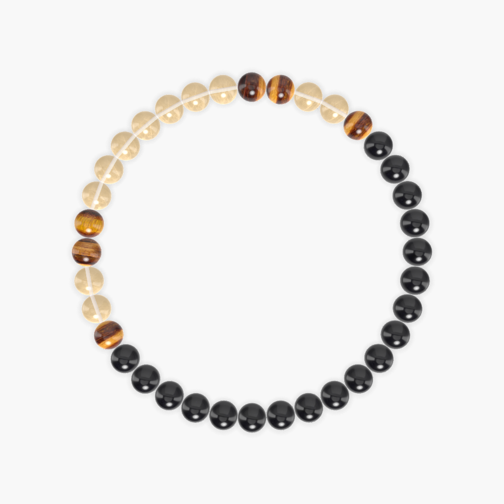 Black Tourmaline, Citrine and Tiger Eye Bracelet