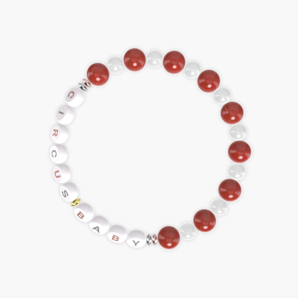 Red Jasper and White Jade Bracelet