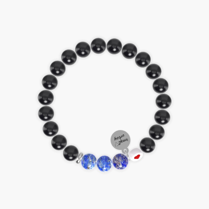 Black Obsidian and Lapis Lazuli Bracelet