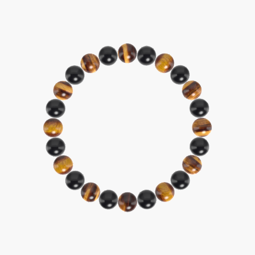 Tiger Eye and Black Obsidian Bracelet