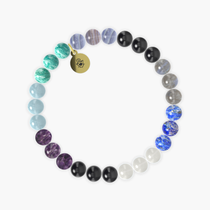 Black Tourmaline, Aquamarine, Amethyst and more Gemstone Bracelet