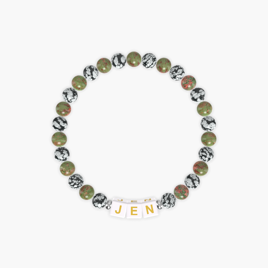 Snowflake Obsidian and Unakite Bracelet