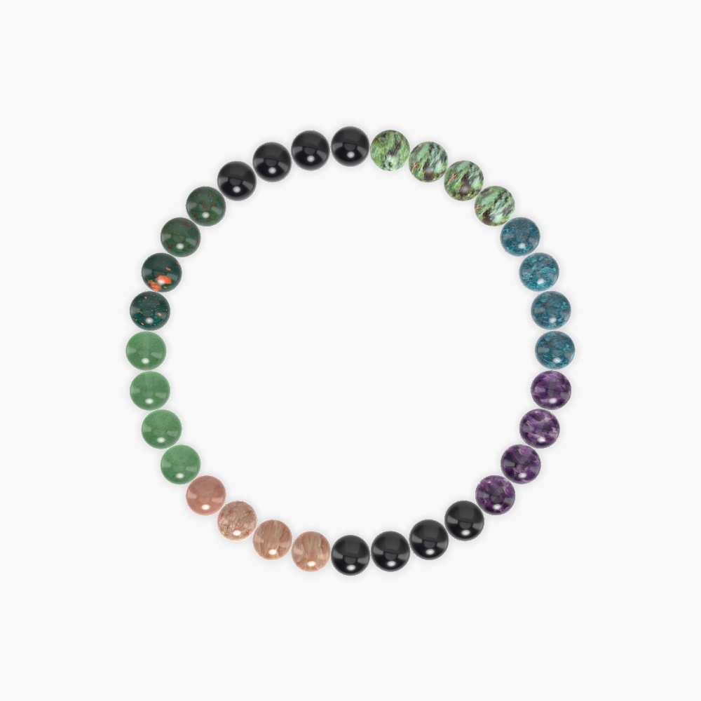 Black Tourmaline, Amethyst, Apatite and more Gemstone Bracelet
