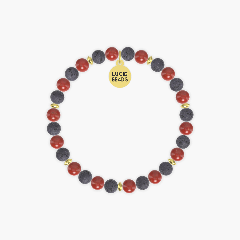 Red Jasper and Lava Rock Bracelet