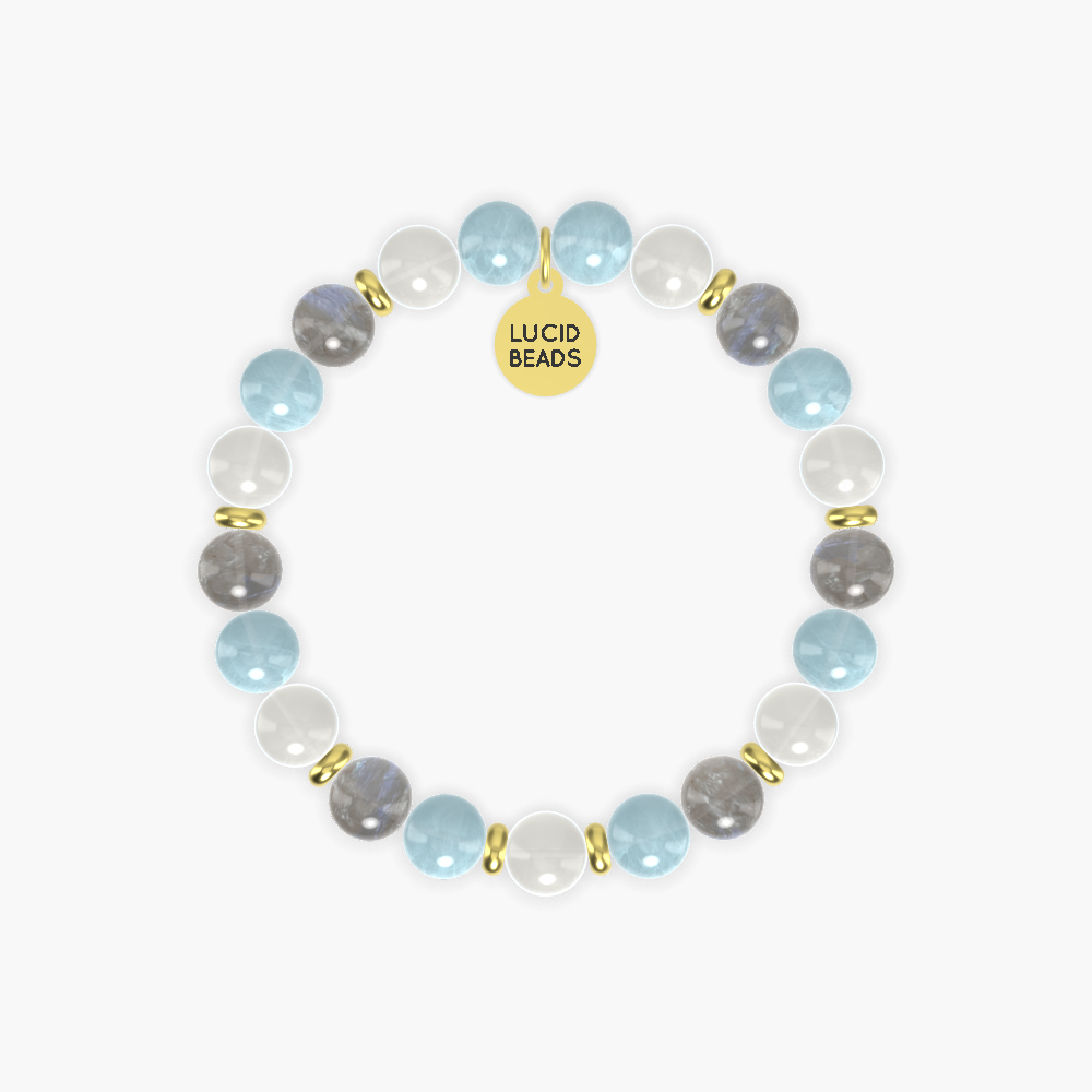 Happy New Year - Aquamarine, Moonstone and Labradorite Bracelet