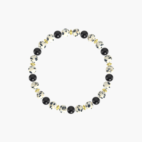 Dalmatian Jasper and Black Obsidian Bracelet