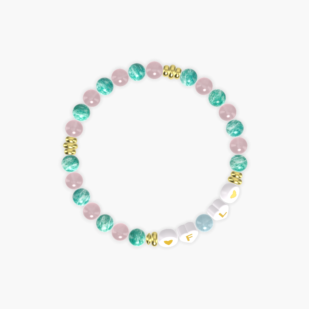 Amazonite, Rose Quartz and Aquamarine Bracelet