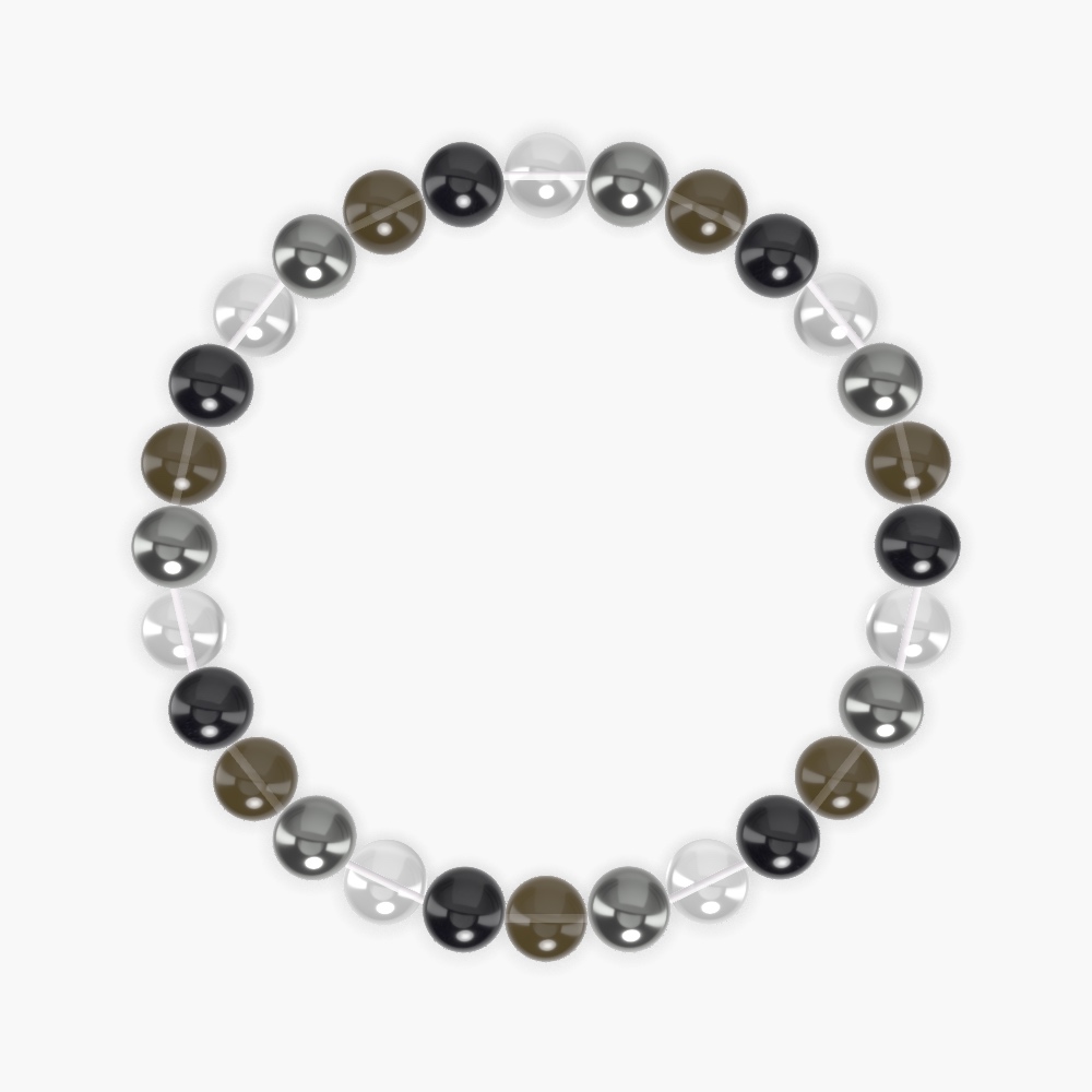 Smoky Quartz, Hematite, Clear Quartz and more Gemstone Bracelet
