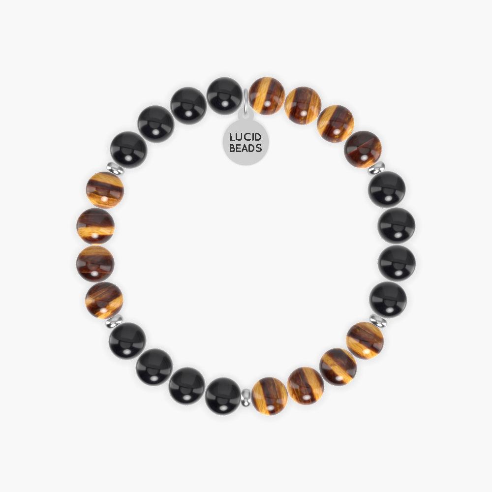 Tiger Eye and Black Obsidian Bracelet