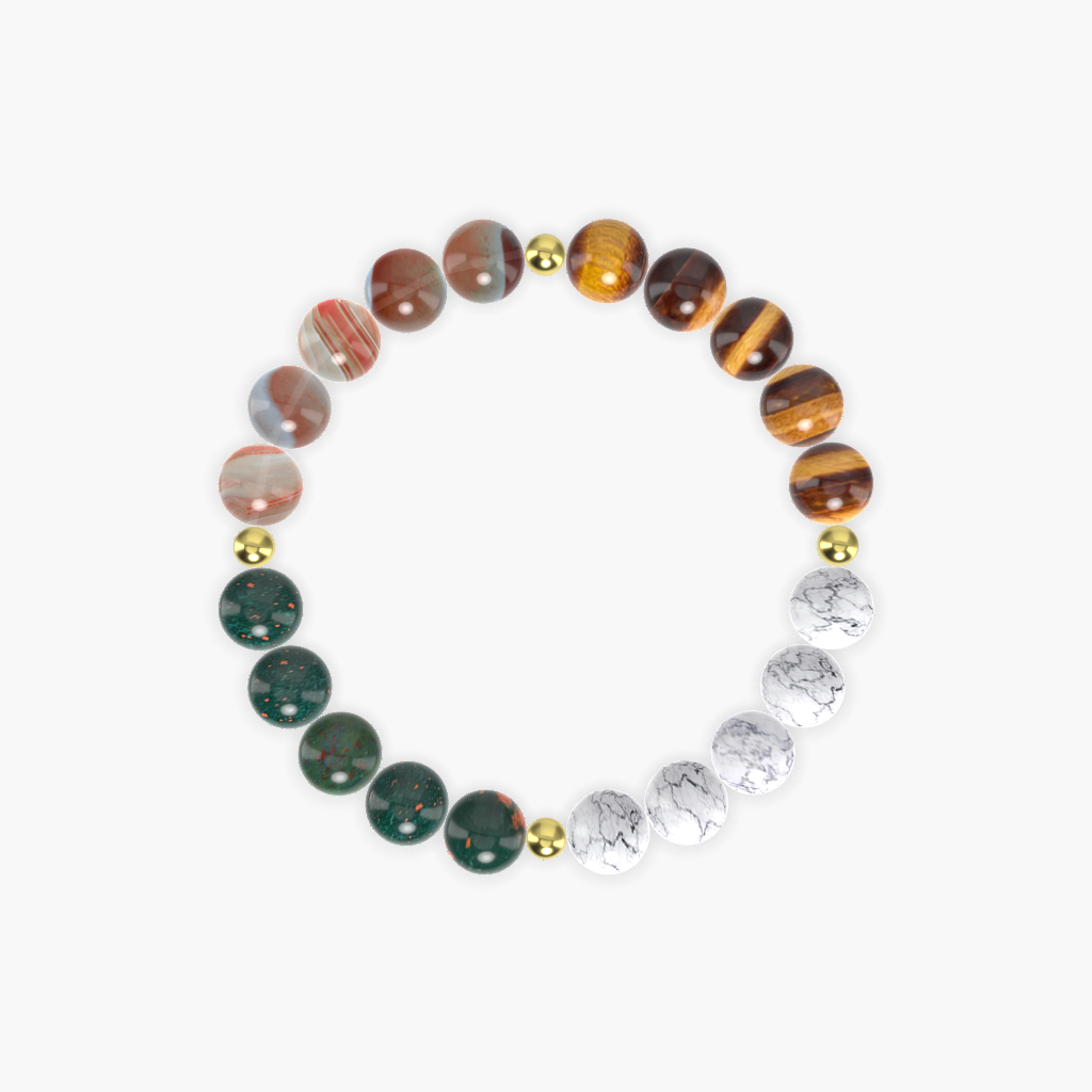 Howlite, Tiger Eye, Sardonyx and more Gemstone Bracelet