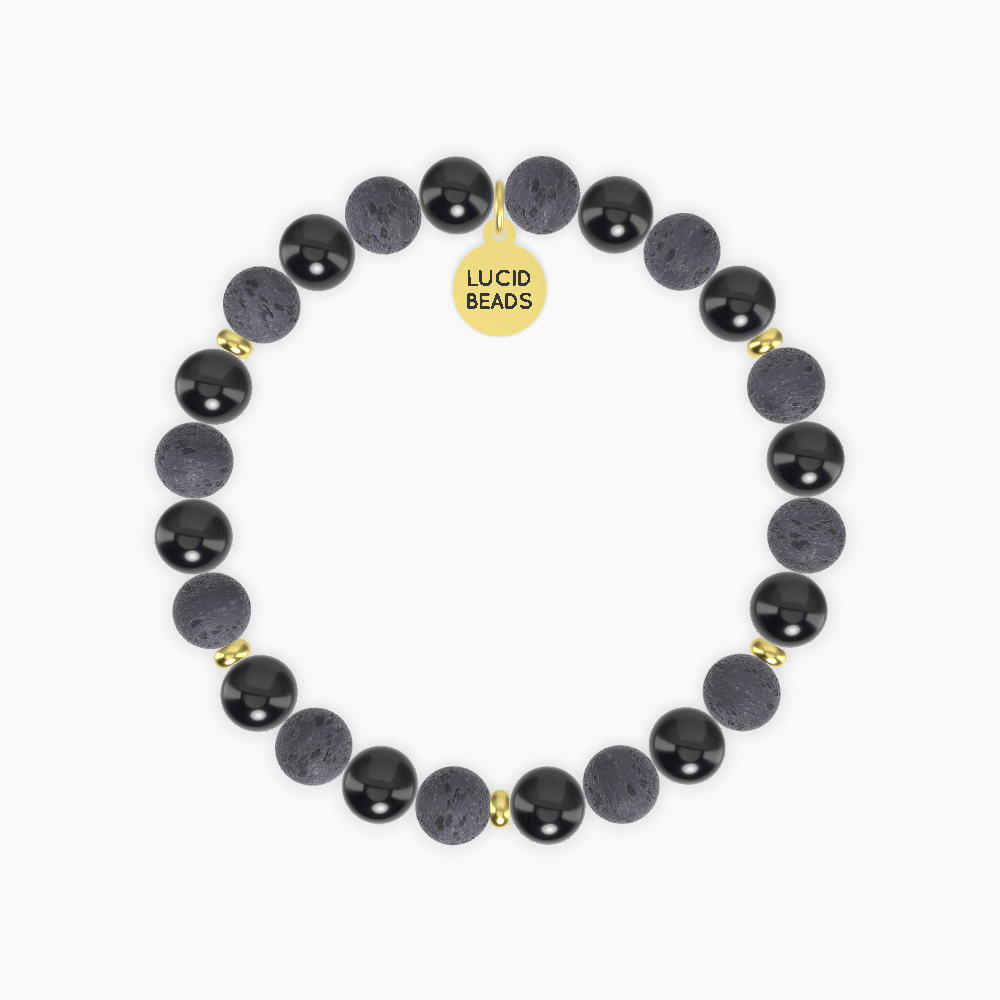 Black Tourmaline and Lava Rock Bracelet