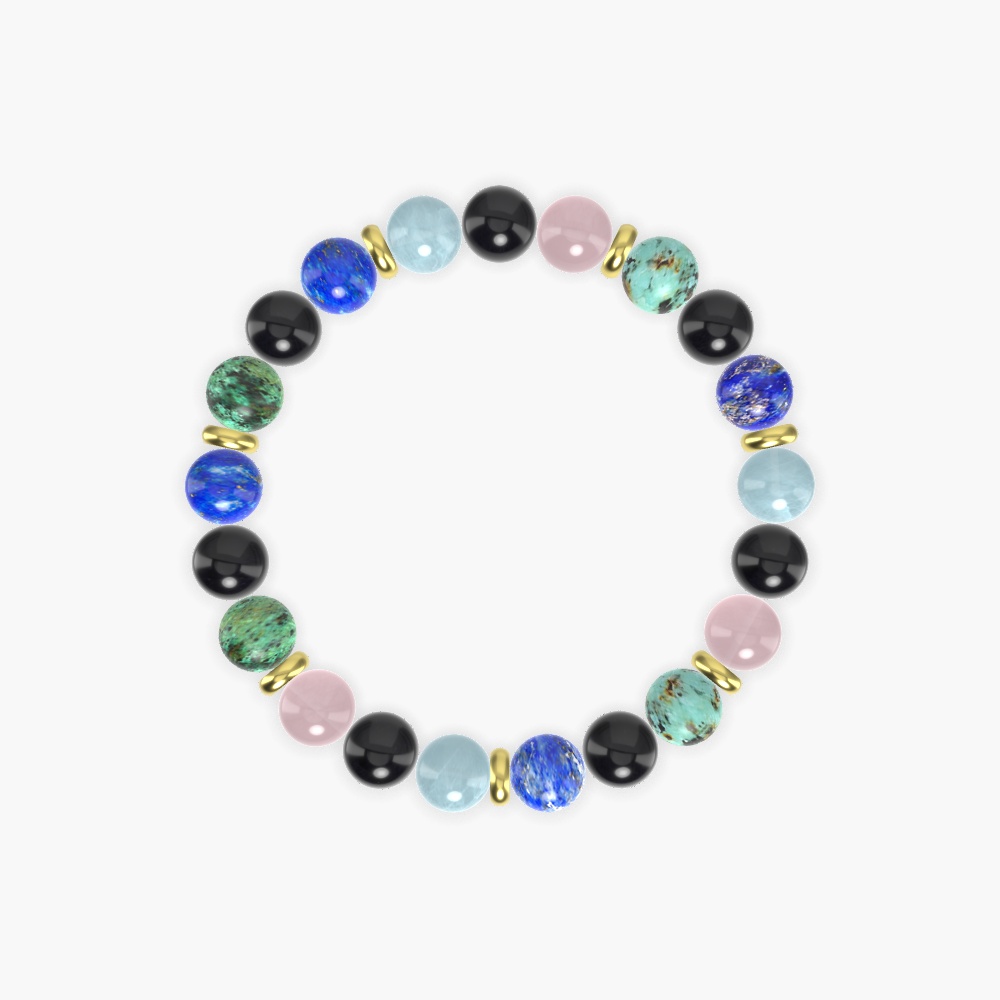Black Obsidian, Lapis Lazuli, African Turquoise and more Gemstone Bracelet