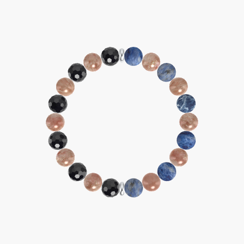 Sunstone, Sodalite and Black Tourmaline Bracelet