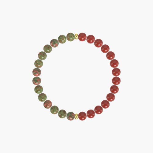 Red Jasper and Unakite Bracelet