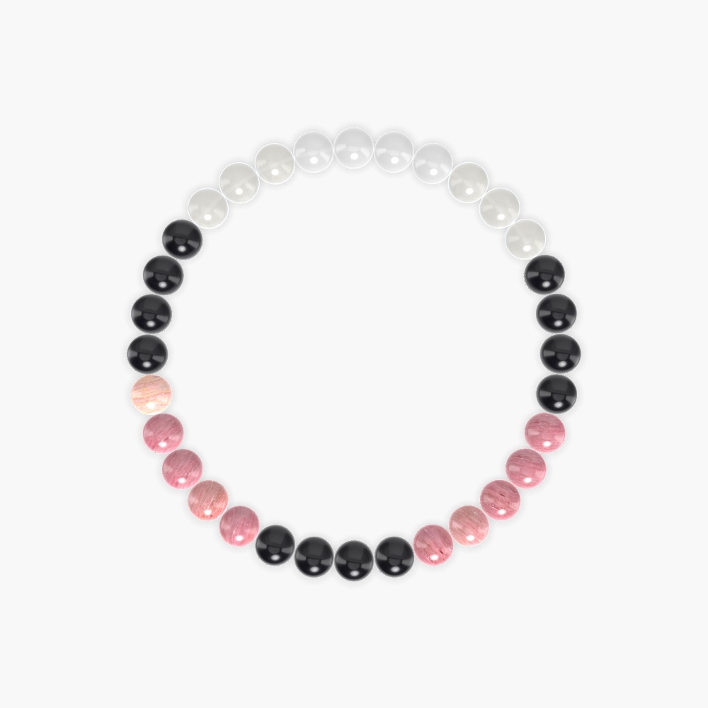 Black Onyx, Rhodonite, Moonstone and more Gemstone Bracelet