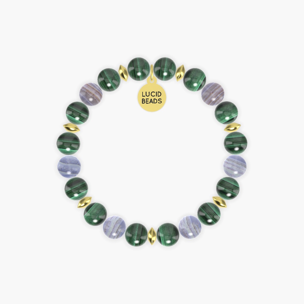 Malachite and Blue Lace Agate Bracelet
