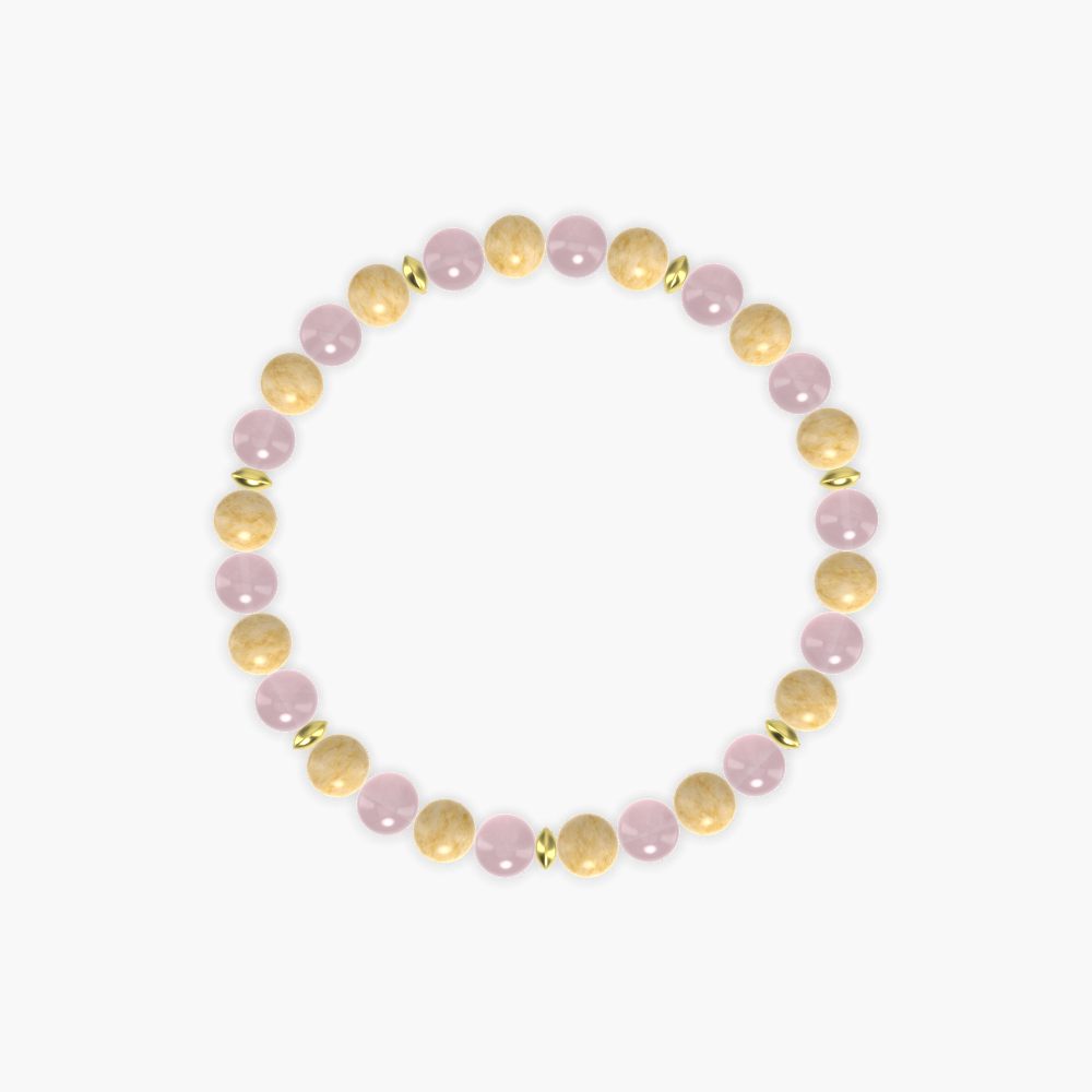 Yellow Jade and Rose Quartz Bracelet