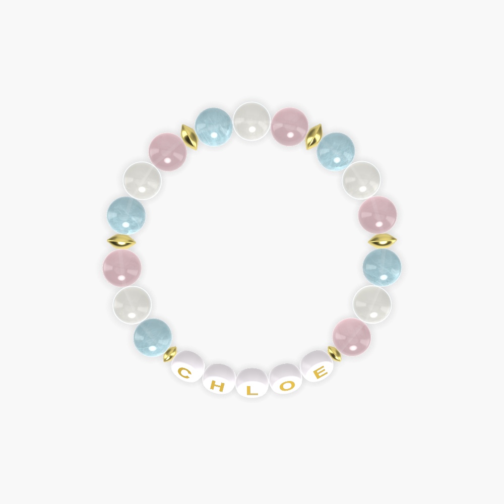 Rose Quartz, Moonstone and Aquamarine Bracelet