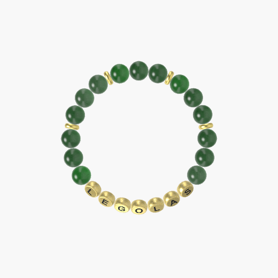 Aventurine Gemstone Bead Bracelet with Spacers and Characters